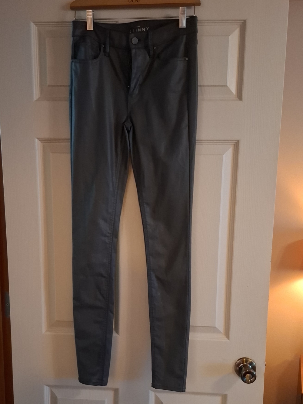 White House Black Market Black Coated Skinny Jeans